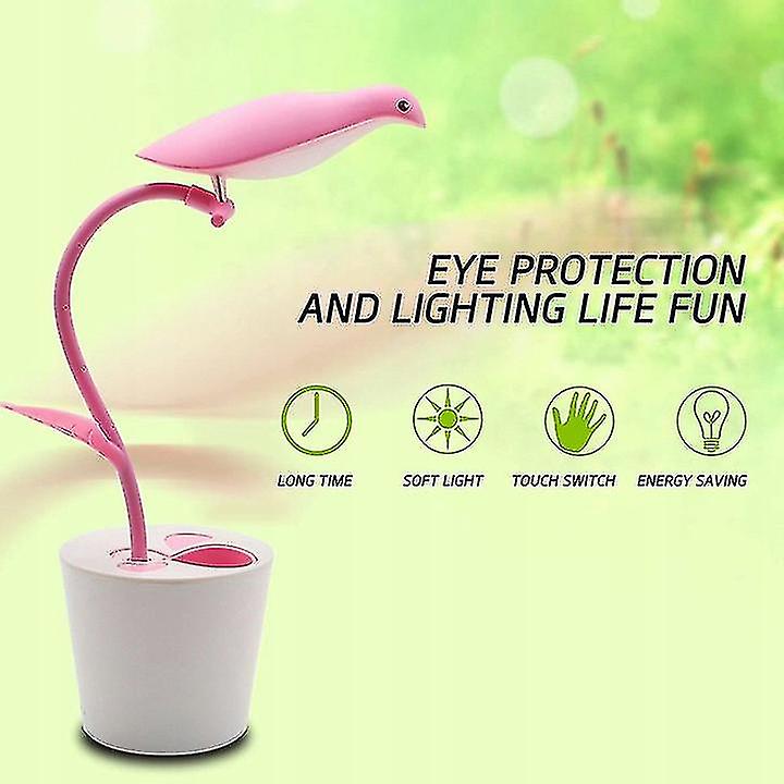 Led Table Lamp For Flexible Play Table With Pen Holder (pink)