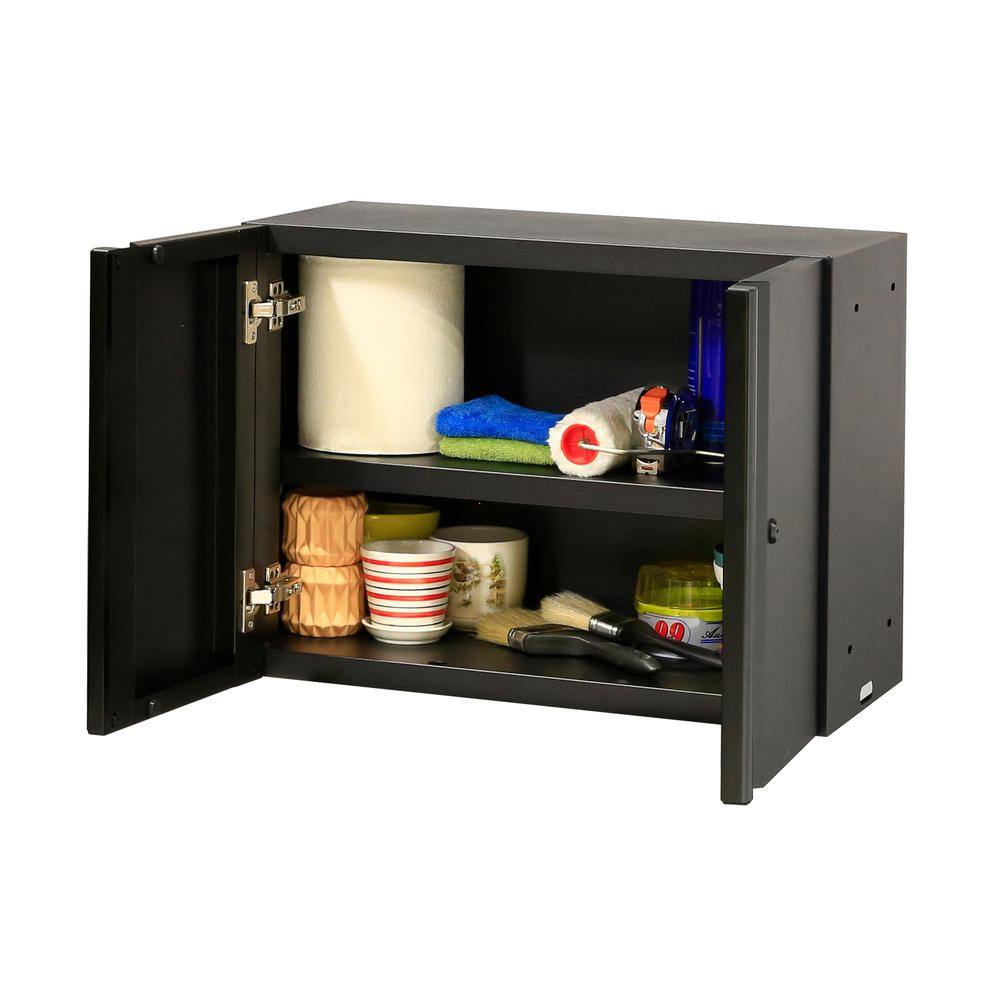 Husky G2402W-US Regular Duty Welded 24-Gauge Steel Wall Mounted Garage Cabinet in Black (24 in. W x 18 in. H x 12 in. D)