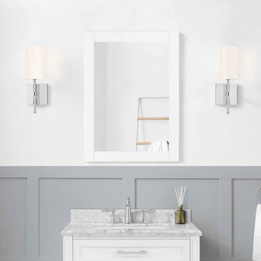 Home Decorators Collection Caville 24 in. W x 32 in. H Rectangular Framed Wall Mount Bathroom Vanity Mirror in White Caville MR-W