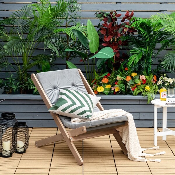 3-Position Adjustable and Foldable Wood Beach Sling Chair