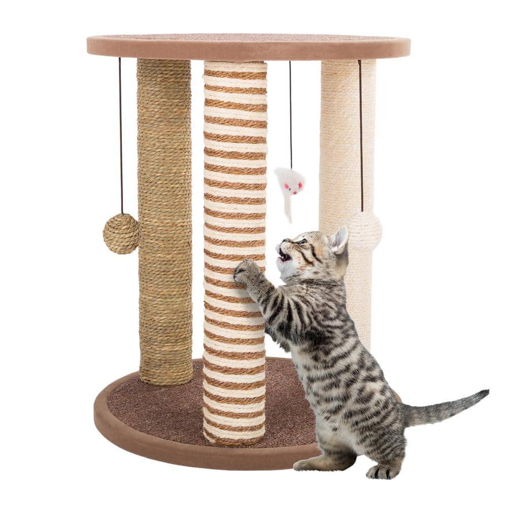 Petmaker Tan and Cream 3 Pole Cat Scratching Post with Perch HW3210072