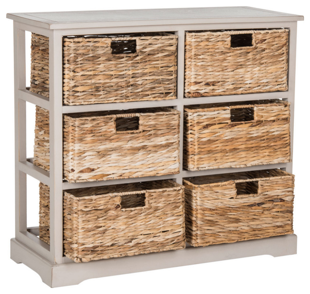 Nina 6 Wicker Basket Storage Chest Vintage Gray   Tropical   Accent Chests And Cabinets   by Rustic Home Furniture Deco  Houzz