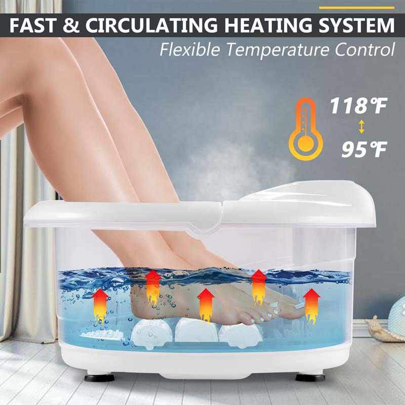 Heated Foot Spa Bath Massager with Bubbles & Rollers, Electric Foot Soaker Tub for Fatigue Release