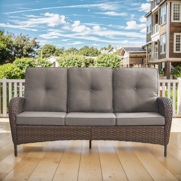 Gymojoy 3Seat Outdoor Wicker Sofa with Professional Outdoor Cushions