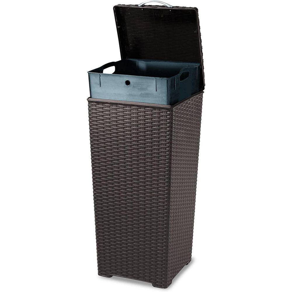 30 Gal. Brown Polypropylene Large Outdoor Trash Can Suitable For Backyard Custody Terrace and Kitchen B00Z04WRBG