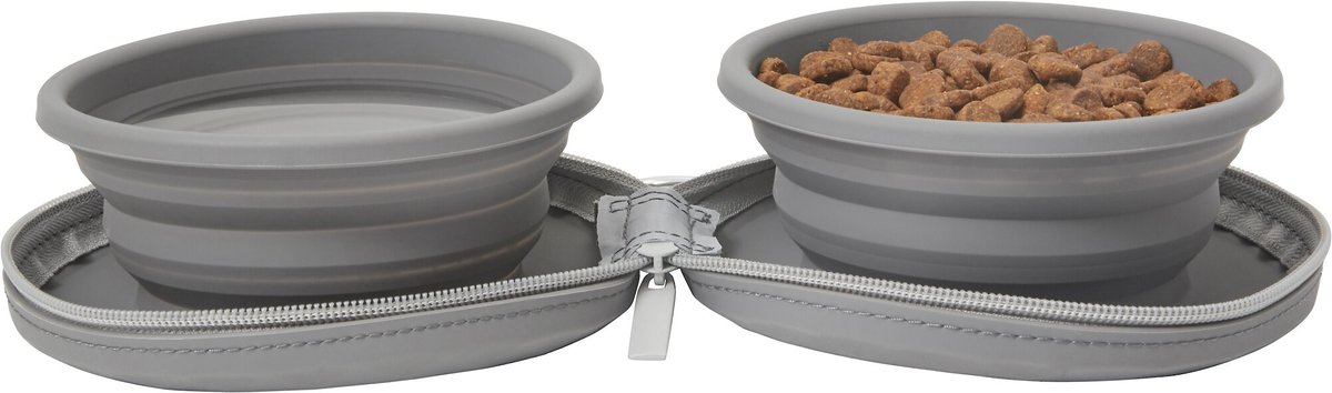 Frisco Travel Collapsible Silicone Dog and Cat Bowl， Gray