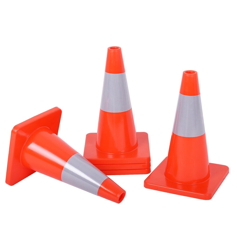 Costway 5PCS Traffic Cones 18'' Slim Fluorescent Reflective Road