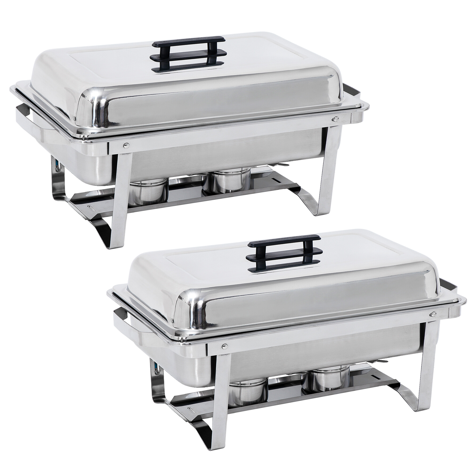 SuperDeal Set of 2 Chafing Dish 8 Quart Rectangle Tray Alcohol Warmer Buffet Catering Silver