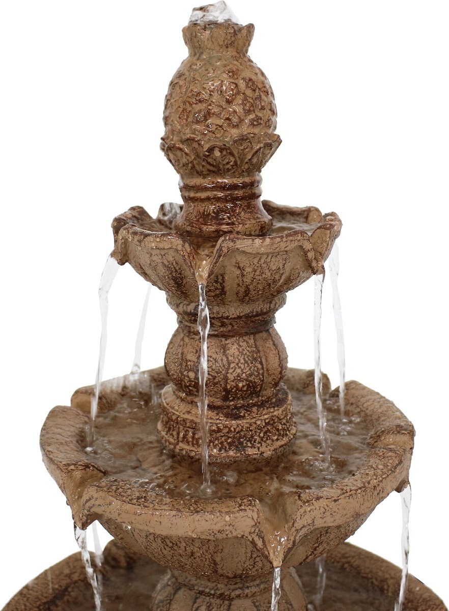 Sunnydaze Decor 4-Tier Pineapple Outdoor Water Fountain