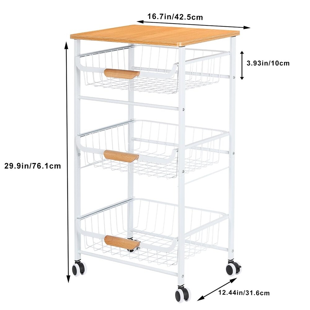 4 Tier Rolling Kitchen Storage Cart  Metal Microwave Stand Kitchen Island Cart on Wheels with Storage