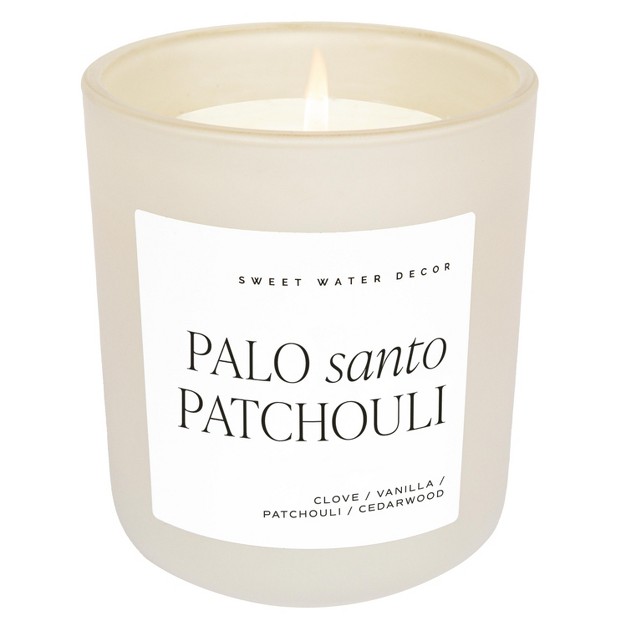 Sweet Water Decor Palo Santo Patchouli 15oz Tan Matte Jar Candle