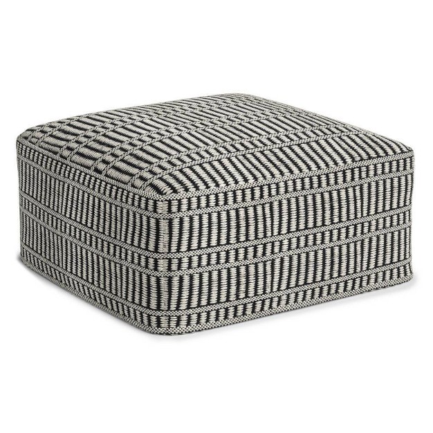 Wonda Square Woven Pet Polyester Pouf Black white Wyndenhall