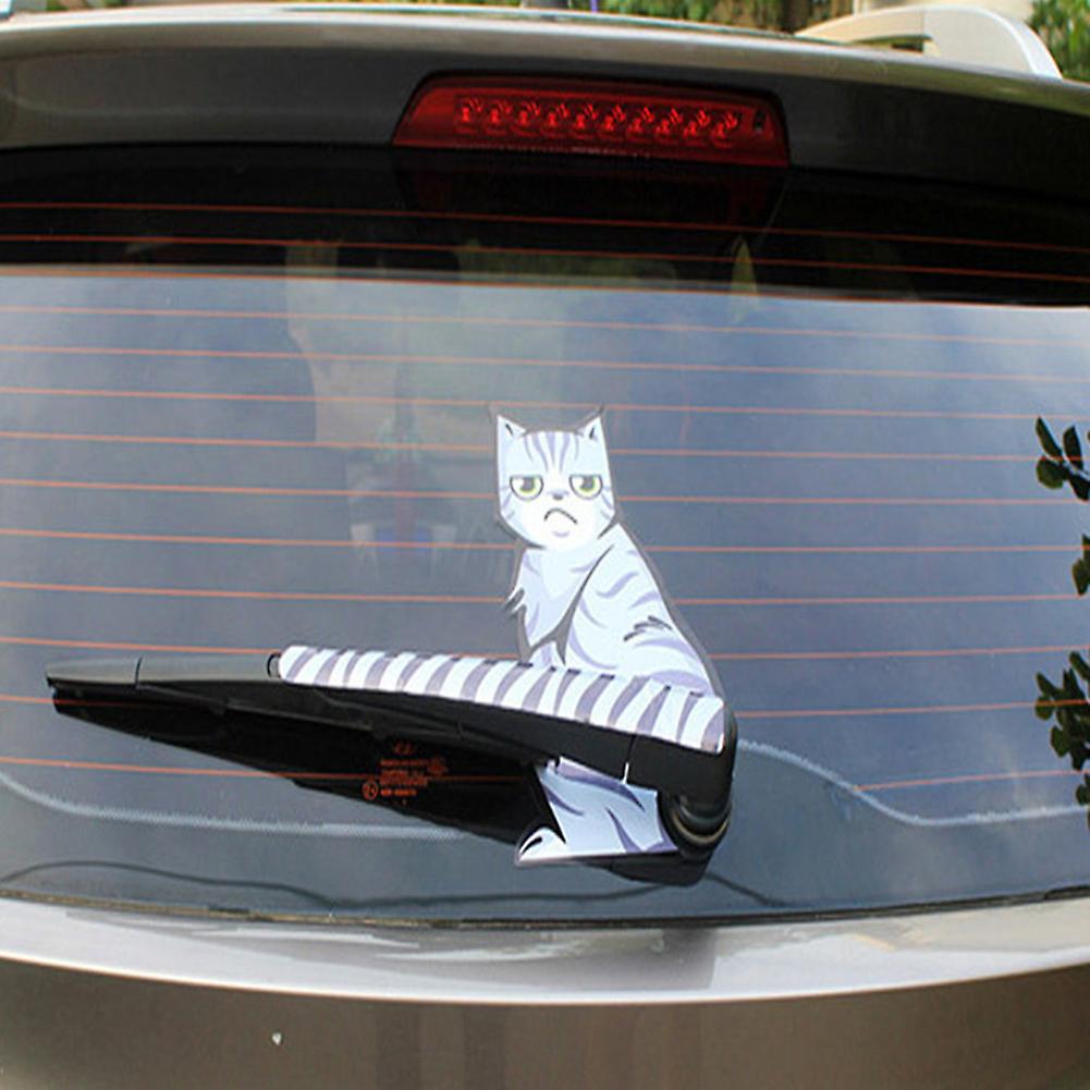 Car Kitten Sticker Cute Cartoon Tail Moves Pet Decorative Stickers For Motorcycle Truck Laptop Wall Kitchen Office For Children Day Birthday Christmas