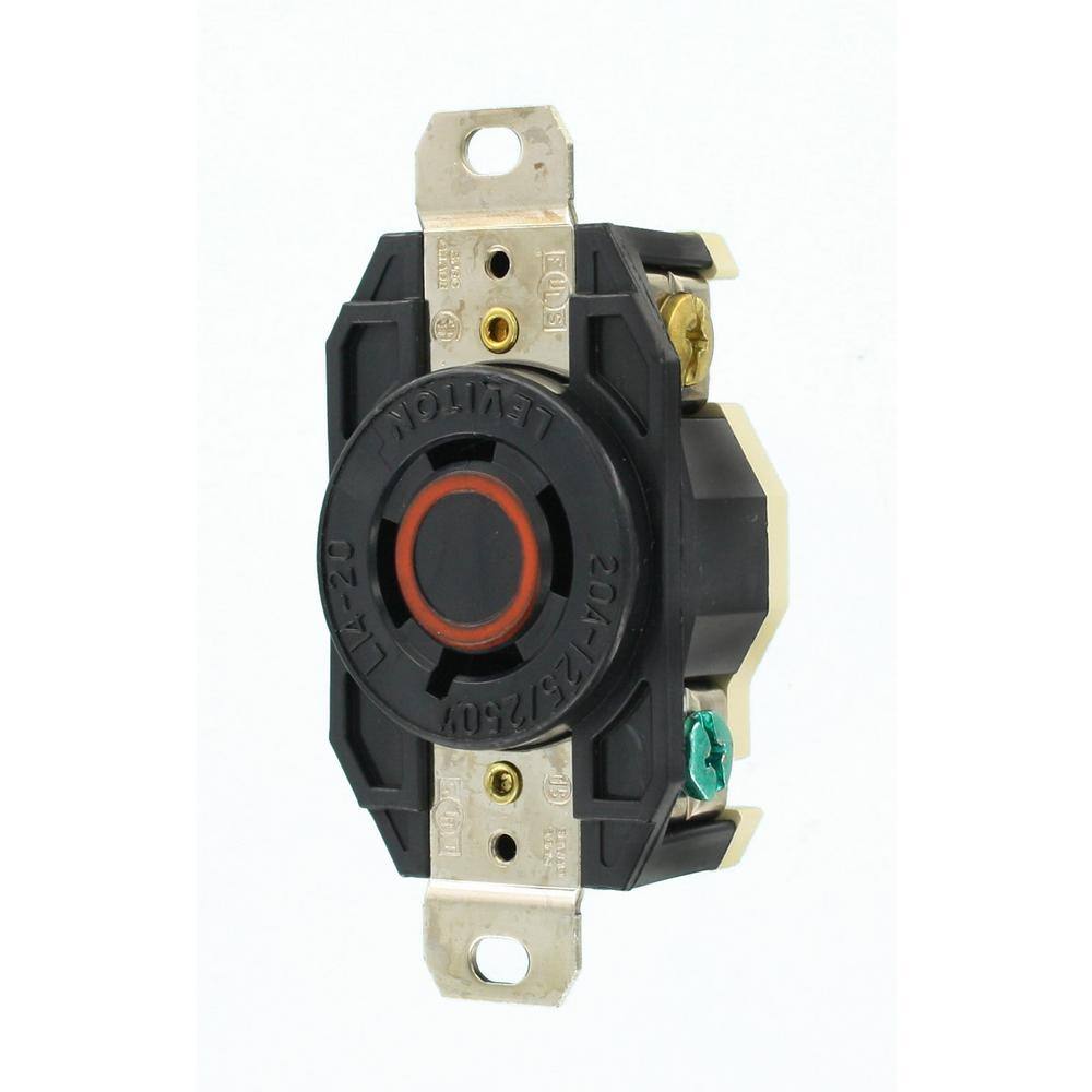 Leviton 20 Amp Nylon Grounding Locking Outlet Black R50-02410-0CS