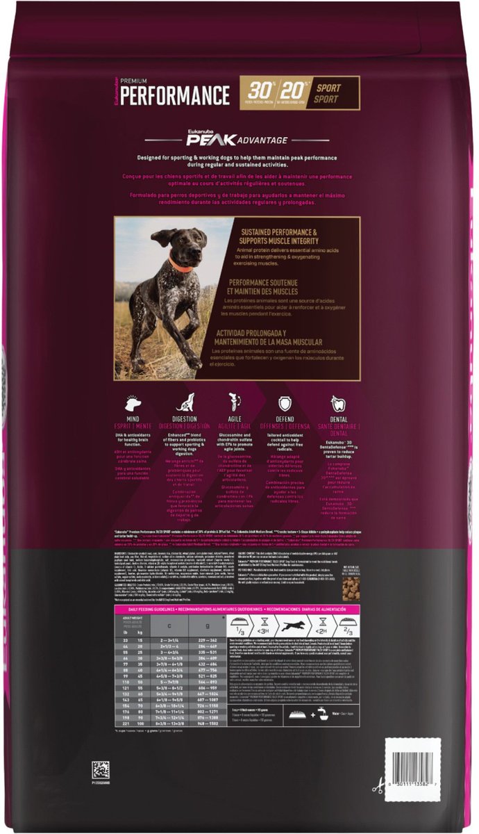 Eukanuba Premium Performance 30/20 SPORT Adult Dry Dog Food， 28-lb bag