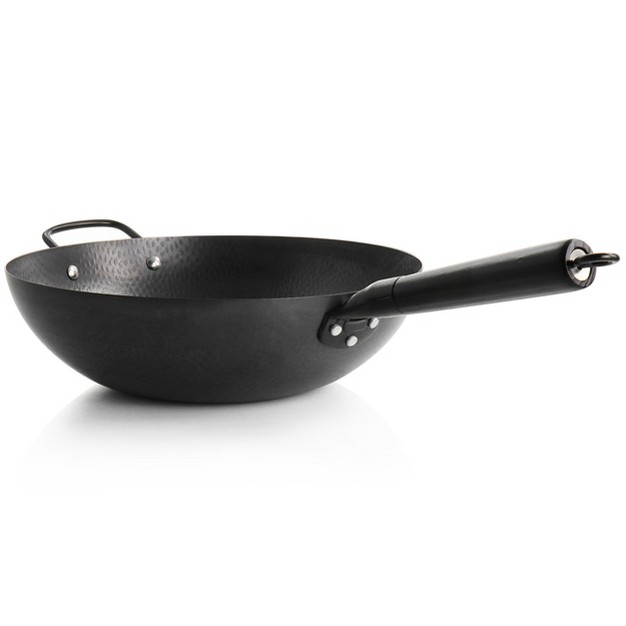 Gibson Home Hammered 13 Inch Heavy Gauge Carbon Steel Wok In Black