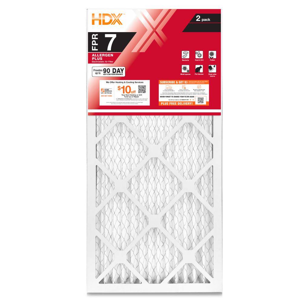 HDX 14 in. x 24 in. x 1 in. Allergen Plus Pleated Air Filter FPR 7 (2-Pack) HDX2P7-011424