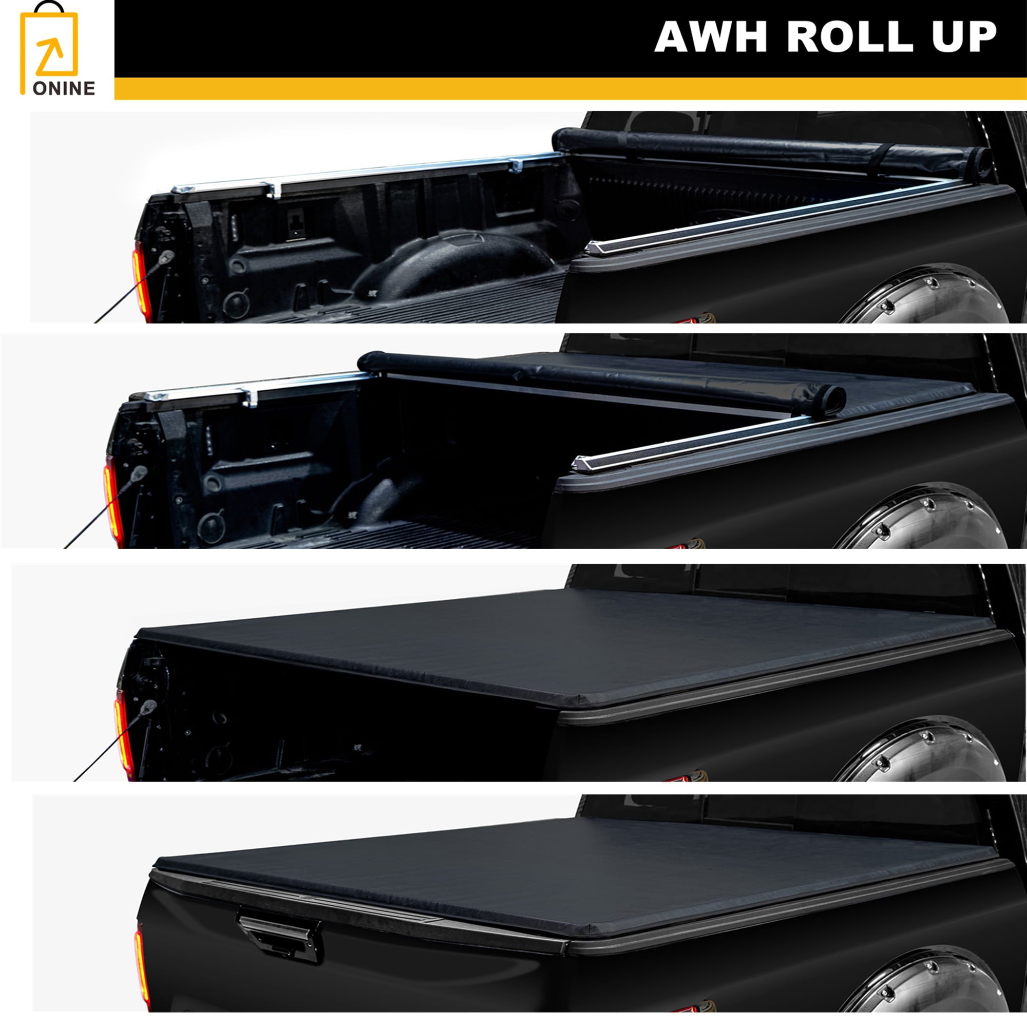 ONINE AWR Soft Roll Up Truck Bed Tonneau Cover Custom Fit 2015-2023 Ford F150 5.5ft Bed(66