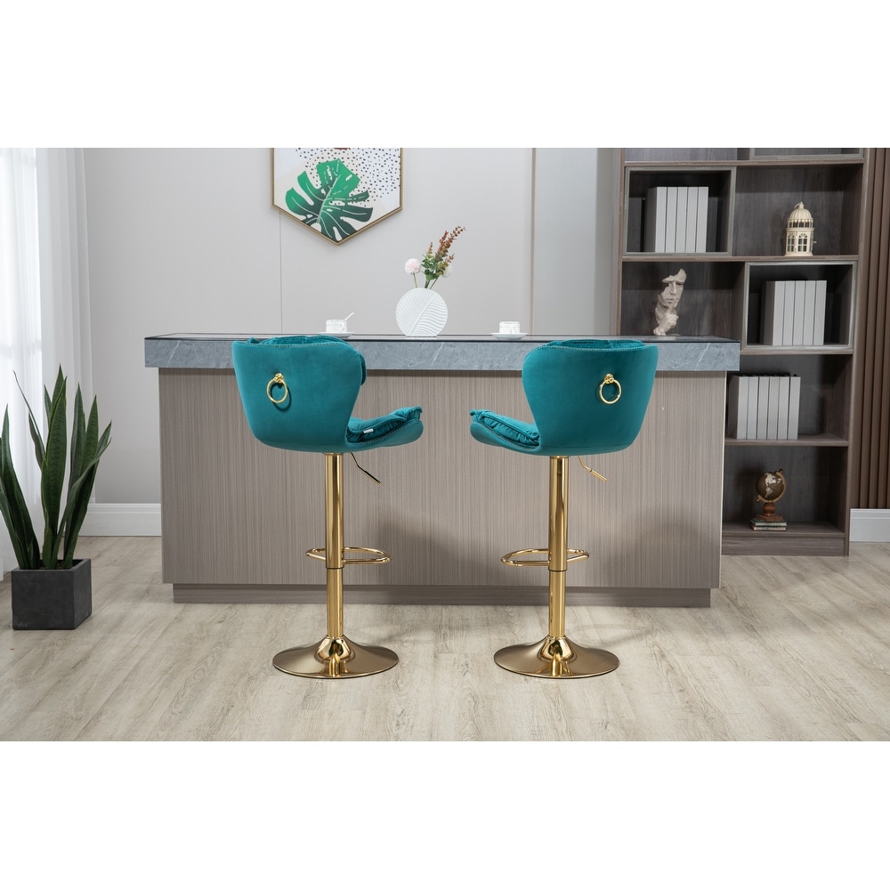 Bar Stools with Back and Footrest Counter Height Chairs 2PC/Set  Teal