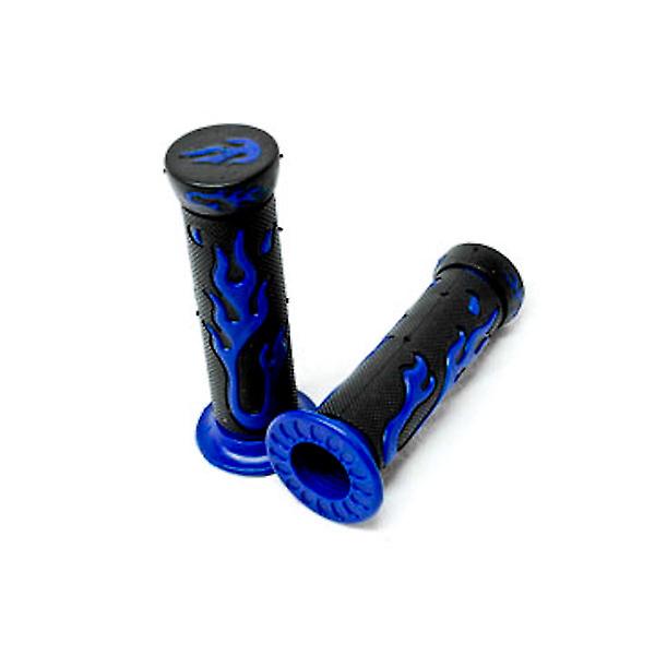 Blue Flame Motorcycle Rubber Hand Grips 7/8