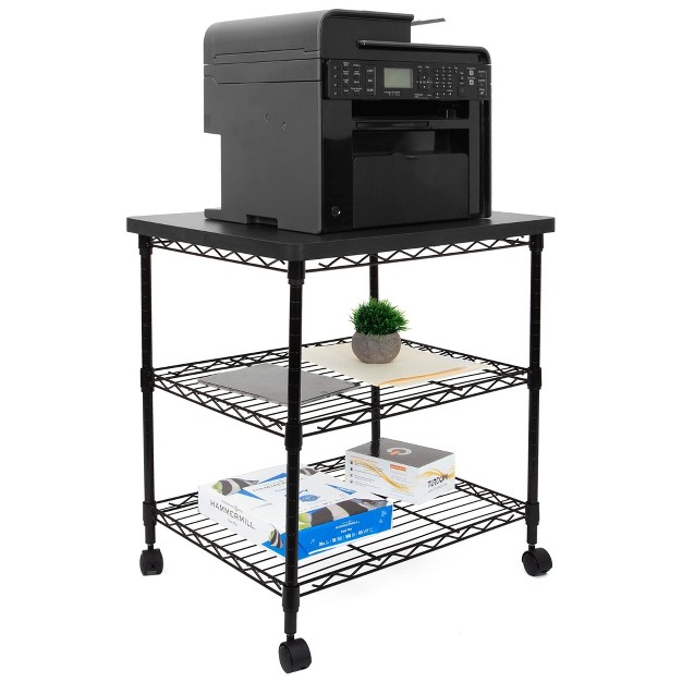 Mount it Printer Stand W Rolling Wheels 3 tier Large Printer Cart W Storage Shelves For 3d amp Laser Printer Scanner Heat Press 200 Lbs Capacity