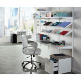 Modern Comfort Winsley Bonded Leather Mid-Back Manager's Chair， White/Silver， BIFMA Certified