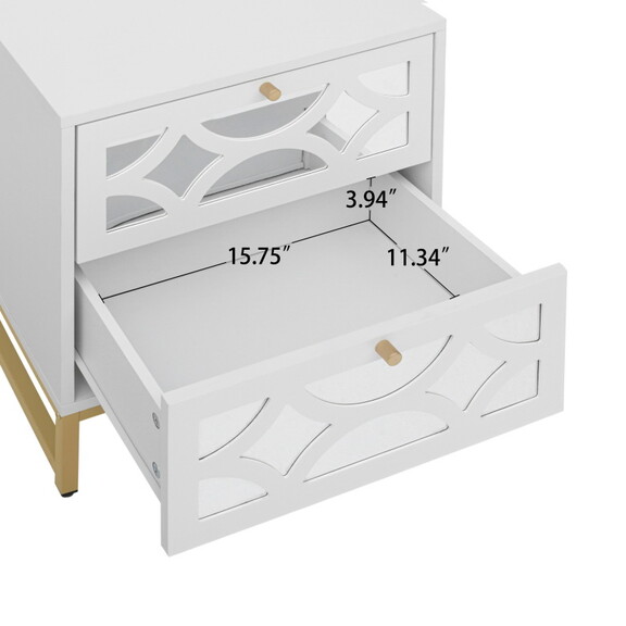 Set of 2  2 Drawer Nightstand  Small Bedside Table...