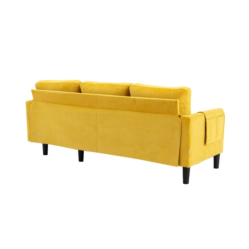 72.4'' L Shaped Sectional Sofa Sleeper Sofa With Storage Chaise Yellow