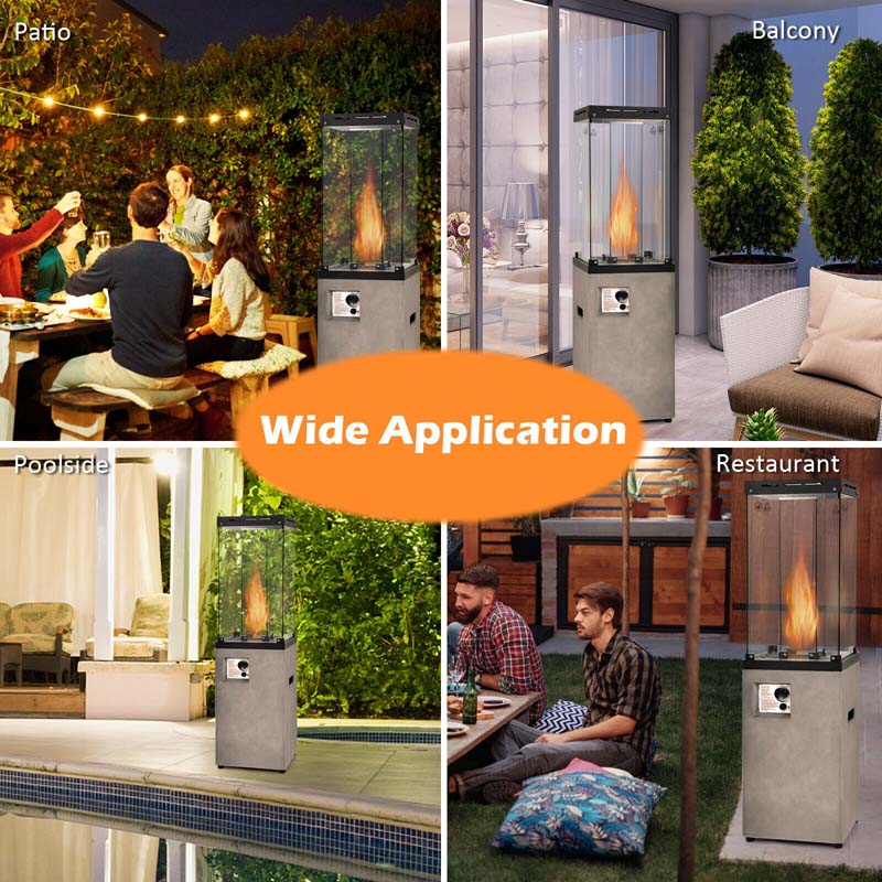 41000 BTU Propane Patio Heater with Lockable Wheels, Tempered Glass Tube, Waterproof Cover