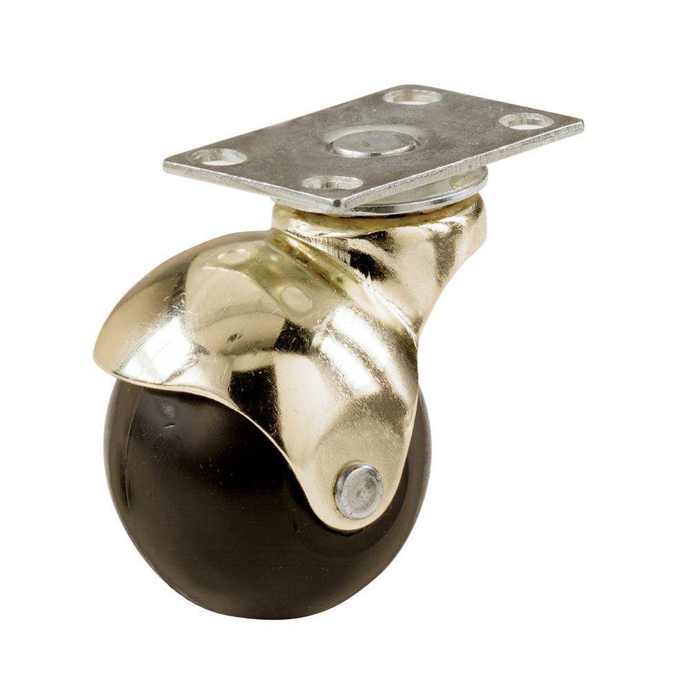 Shepherd 2 in. Black Rubber and Brass Hooded Ball Swivel Plate Caster with 80 lb. Load Rating 9517