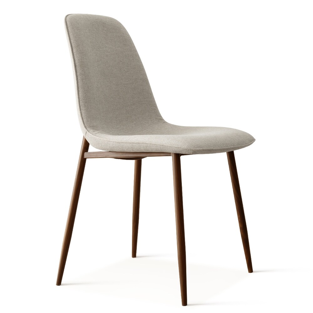 Upholstered Modern Back Dining Chair with Walnut Leg (Set of 4)