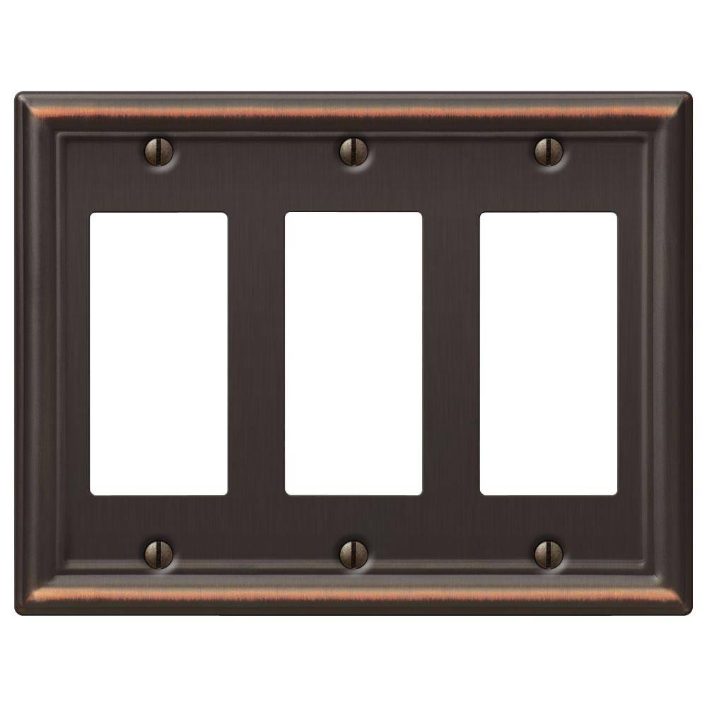 AMERELLE Ascher 3 Gang Rocker Steel Wall Plate - Aged Bronze 149RRRDB