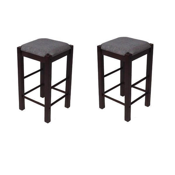 Matthis 25 in. Backless Wood Frame Bar Stool with Fabric Seat (Set of 2) - 14