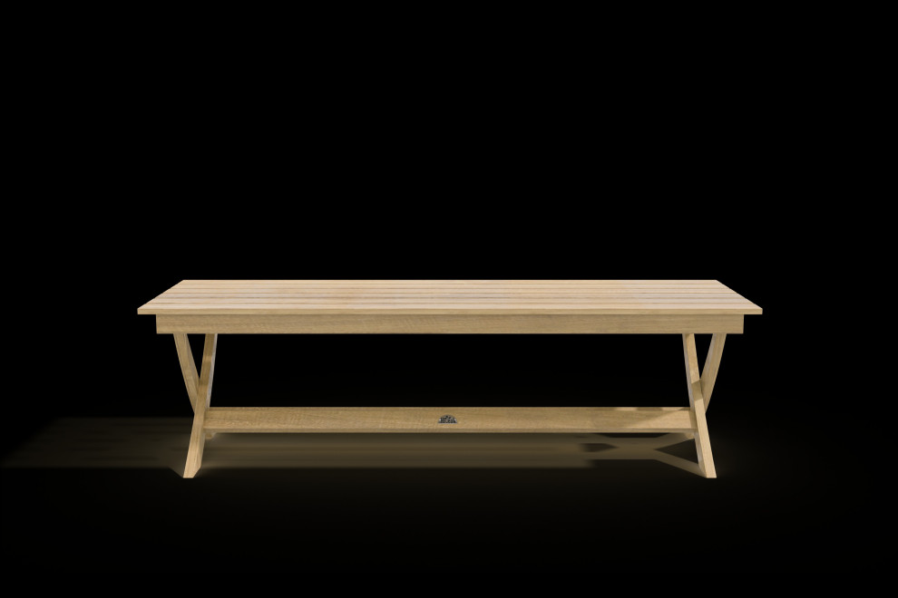 Jacques 3 Person Teak Outdoor Bench   Transitional   Outdoor Benches   by Curated Maison  Houzz