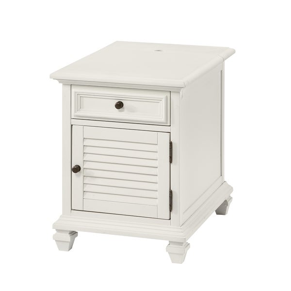 The Gray Barn Castana Modern Farmhouse Soft White End Table with USB