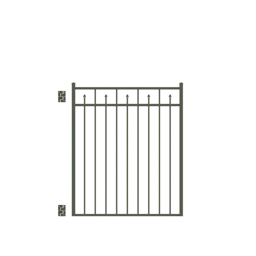 Barrette Outdoor Living Brilliance Standard-Duty 4 ft. x 4-1/2 ft. Pewter Aluminum Straight Pre-Assembled Fence Gate 73009750