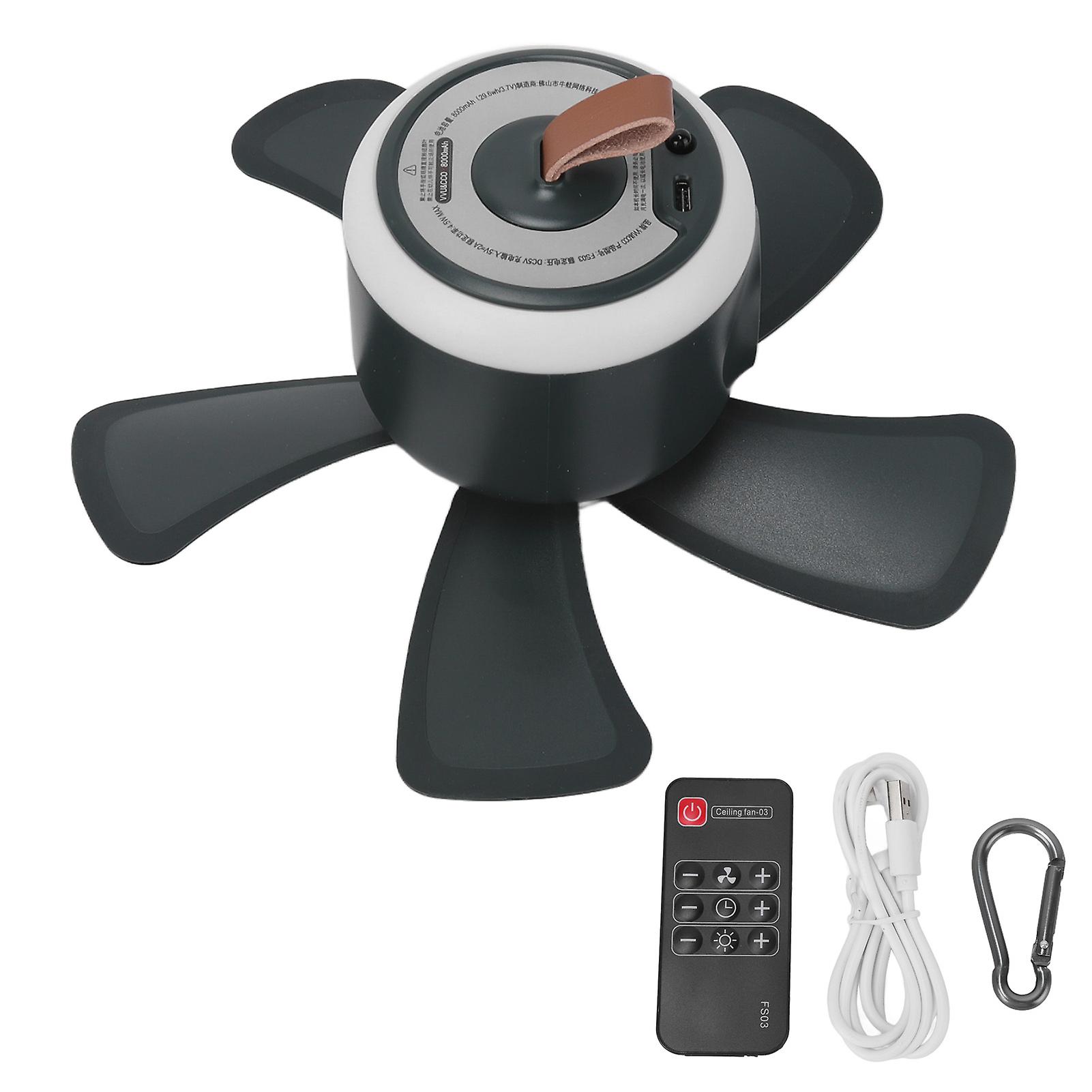 Outdoor Camping Ceiling Fan Portable Mini USB Charging Electric Fan with Night Light for Home Mosquito Net