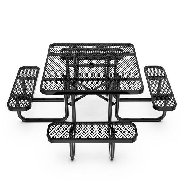 Commercial Grade Expanded Mesh Metal Outdoor Picnic Table