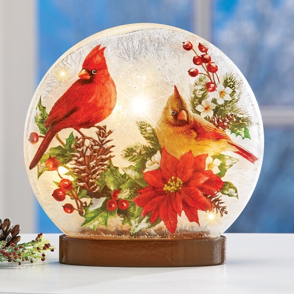 Seasonal Two Sided Design Cardinal Glass Light