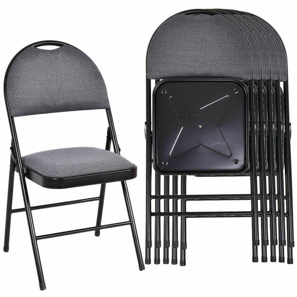 Costway Black Metal Folding folding chairs (Set of 6 Chairs) HW54166