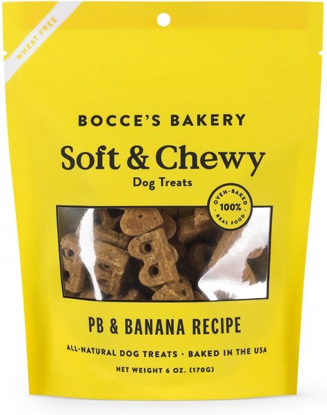 Bocce's Bakery Soft and Chewy Peanut Butter and Banana Recipe Dog Treats