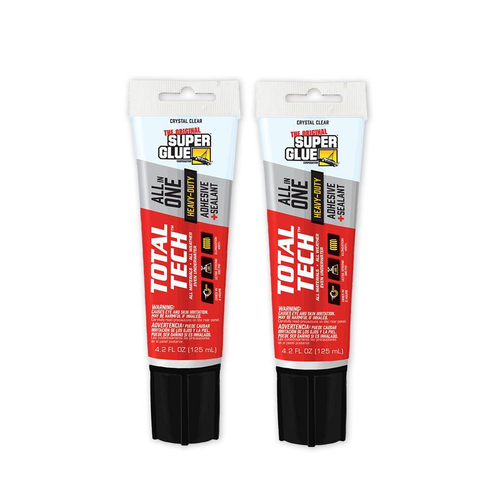 Super Glue Total Tech 4.2 fl. oz. Tube Clear All-In-One Adhesive and Sealant (2-Pack) 11710603