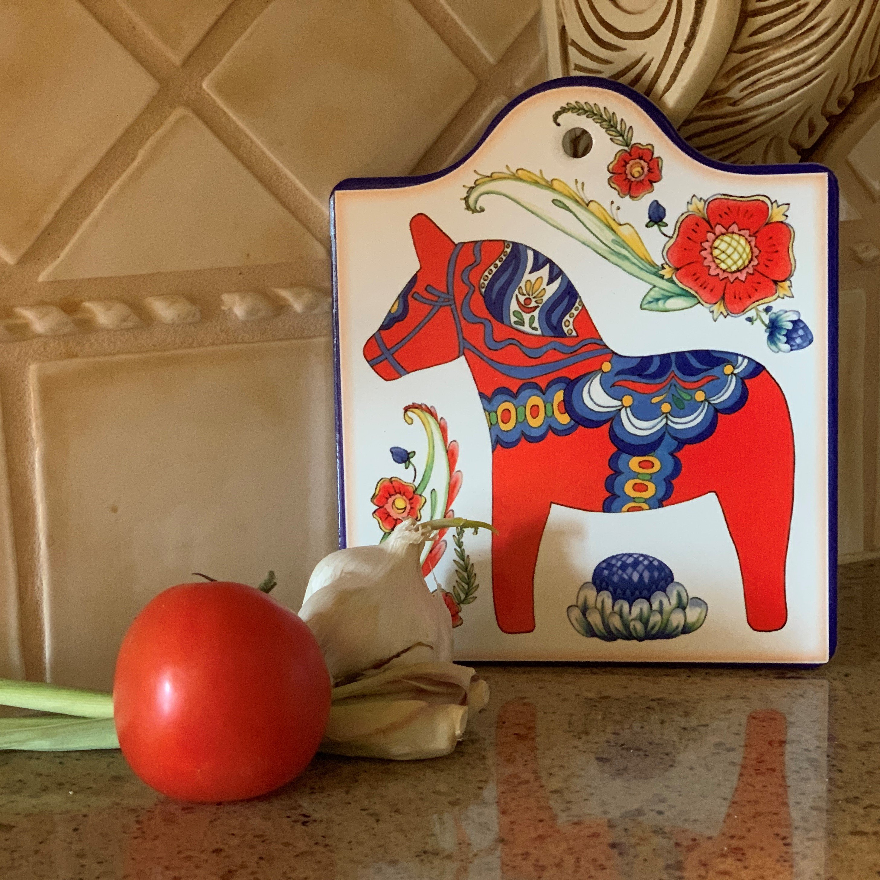 Cork Backed Ceramic Cheeseboard: Red Horse