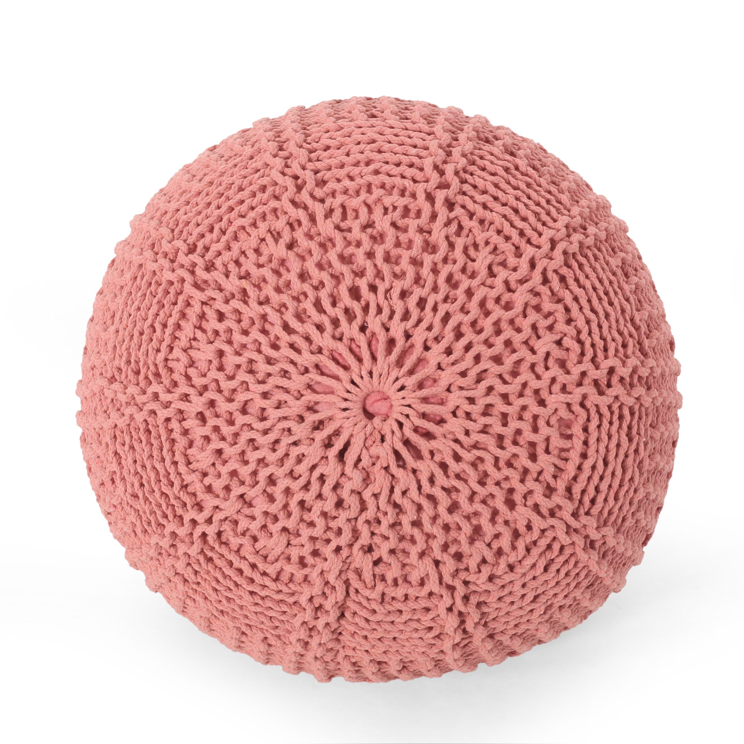 Sardis Modern Knitted Cotton Round Pouf