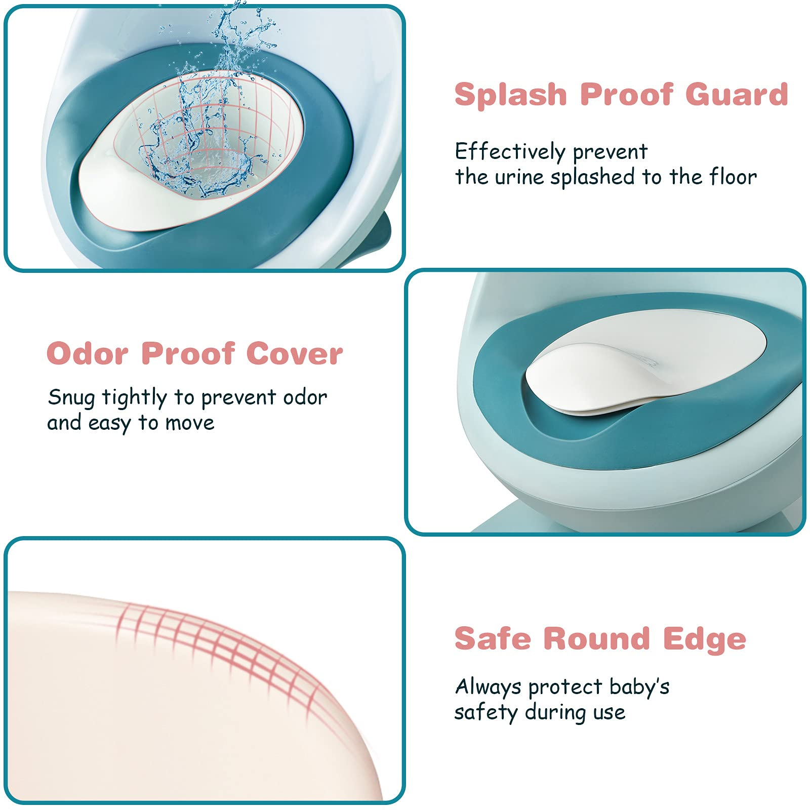 Costzon 2 in 1 Potty Training Seat, Potty Training Toilet w/Removable Potty Pot & Splash Guard