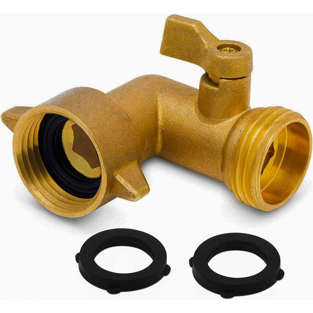 Morvat 90-Degree Solid Brass Garden Hose Elbow Connector with OnOff Shutoff Valve MOR-BELBOW-2-A
