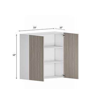 Cambridge Quick Assemble Modern Style with Soft Close 33 in x 42 in Wall Kitchen Cabinet 2 Door (33 in W x 12 D x 42 in H) SA-WU3342-GN