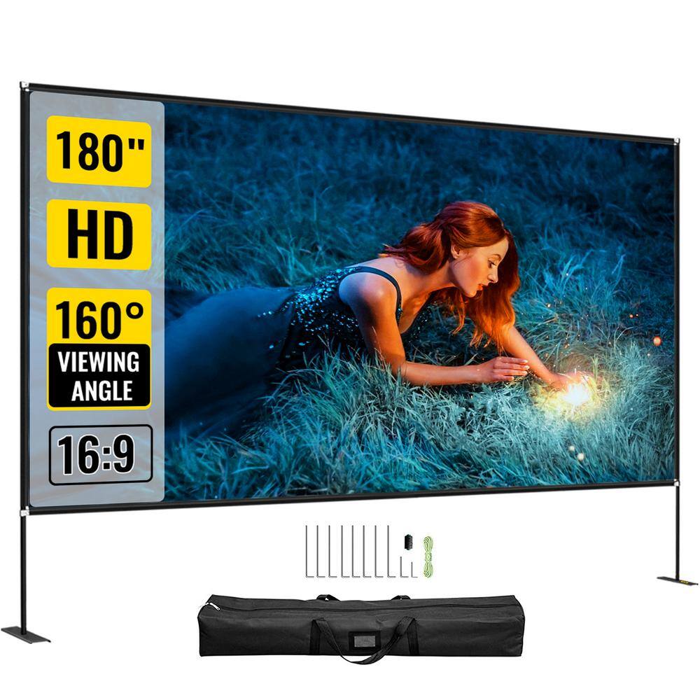 VEVOR 180 in. Movie Screen with Stand Portable Projector Screen 16:9 4K HD Wide Angle Outdoor Movie Screen with Storage Bag DSTPMYC180WDPDVTFV0