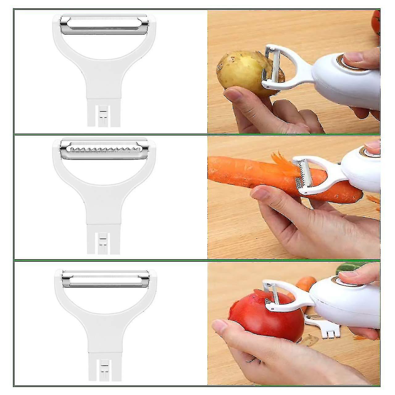 Electric Potato Peeler， Handheld Electric Vegetable and Fruit Peeler 3 In 1 Professional Set， Usb Rech