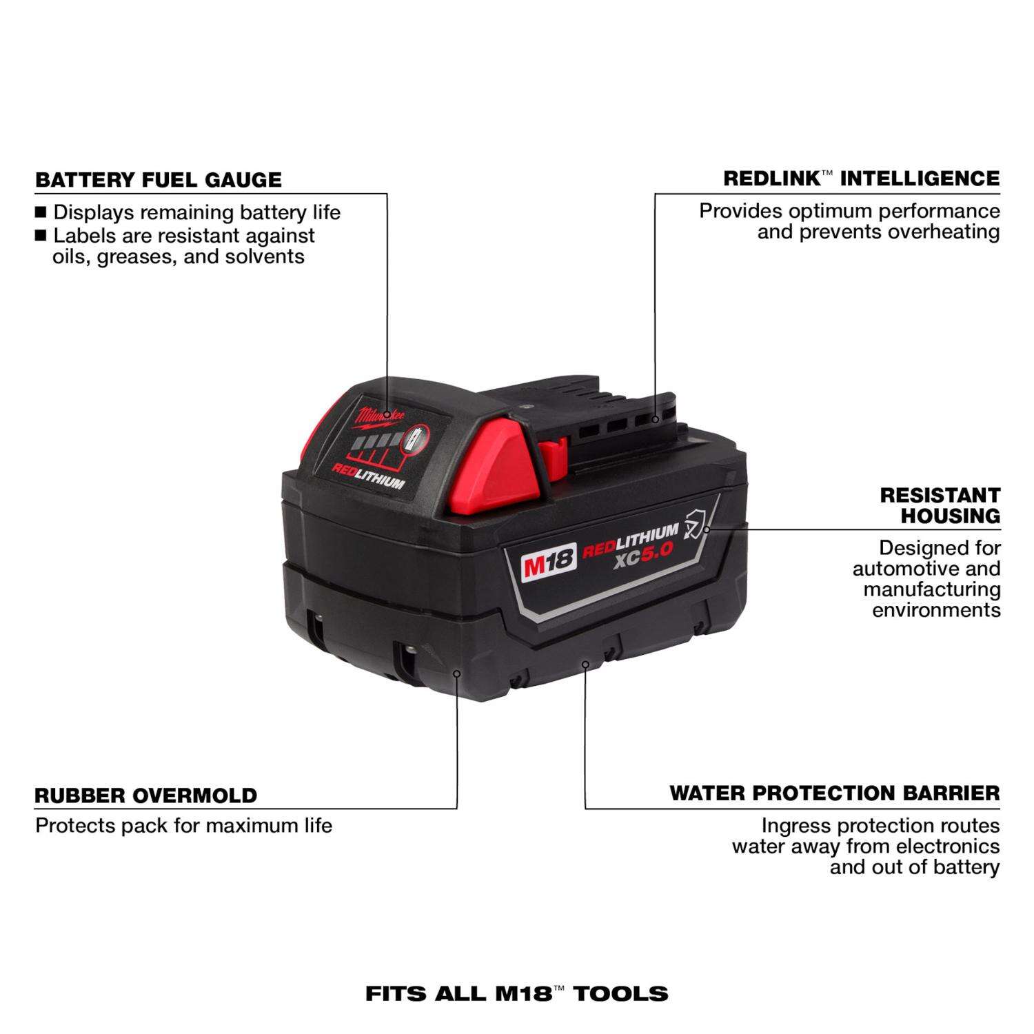 MW 18 RedLithium 5 Ah Lithium-Ion Battery 1 pc